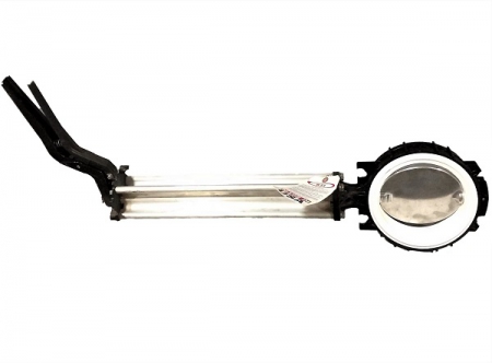 BUTTERFLY VALVE 6" BLACKMAXX, ALLO DISC, WHITE SEAL, 18" EXT. HD ALUMINUM HANDLE