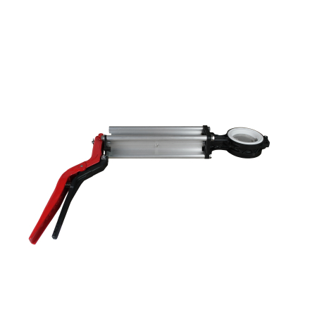 BUTTERFLY VALVE 3", BLACKMAXX ALLO DISC, WHITE SEAL 11" EXT. WITH RED ALUMINUM HANDLE