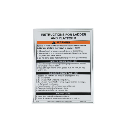 DECAL "LADDER INSTRUCTIONS"