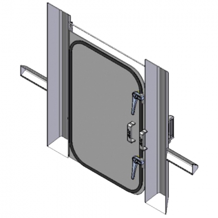 ALUMINUM BULKHEAD MANDOOR ASSEMBLY 47" TALL, FOR TRANSFER TRAILERS