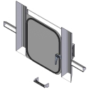 ALUMINUM BULKHEAD MANDOOR ASSEMBLY, SHORT CENTERED IN BULKHEAD, FOR TRANSFER TRAILERS