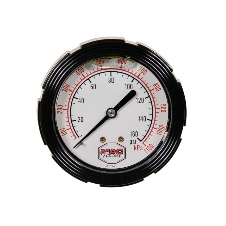 SPAN GAUGE LIQUID FILLED BACK MOUNT W/ BLACK WEATHER RESISTANT ZYTEL CASE & BEZEL 2-1/2" (63 MM) DIAMETER 0-160 PSI MAC LOGO