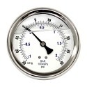 GAUGE, 4", -30/+30 PSI, 1/4 NPT, BACK MOUNT, LIQUID FILLED