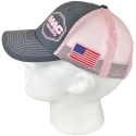 MAC TRAILER MESH HAT W/FLAG, PINK/CHARCOAL