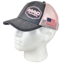 MAC TRAILER MESH HAT W/FLAG, PINK/CHARCOAL