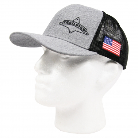 TRAILSTAR HAT HEATHER GRAY MESH W/ FLAG