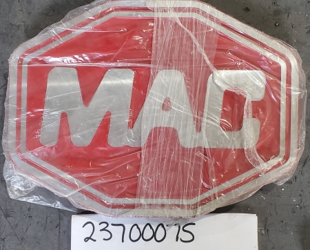 LOGO, MACHINED, "MAC", RED WELD-ON (23700075)