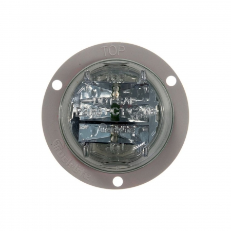 LAMP 2" PC LED PLG. CLEAR LENS, RED LIGHT FLANGE MOUNT