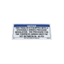 DECAL, "TORPRESS BAG REGULATOR" FOR HENDRICKSON CONNEX & OLD IMT, 30-45 PSI