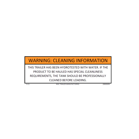 DECAL "TANK CLEANLINESS INSTRUCTIONS"