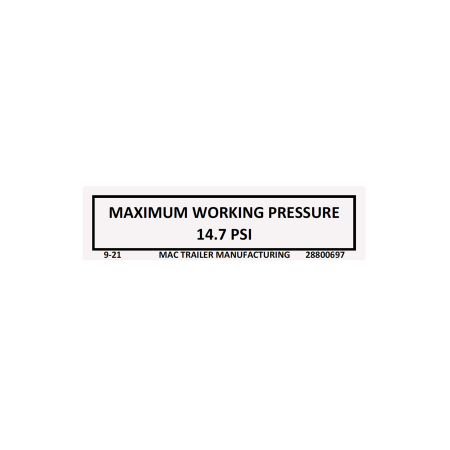 DECAL "TANK MAX WORKING PRESSURE'