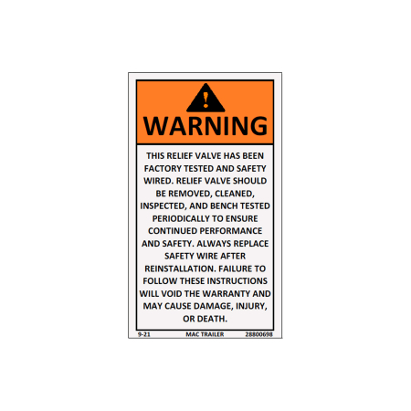 DECAL "TANK RELIEF VALVE WARNING"