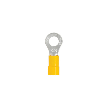 INSULATED RING TERMINAL, #12-1/4 RING #12-10 WIRE YELLOW