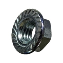 HEX NUT SERRATED 3/8-6 GR 8 ZINC FLANGED