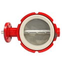 BUTTERFLY VALVE, 5" IRON BODY, STAINLESS STEEL DISC, WHITE SEAT