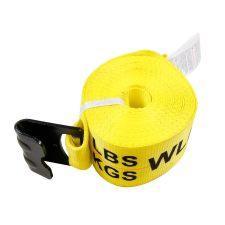 WINCH STRAP 4" X 30' YELLOW WITH FLAT HOOK DOLECO