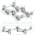 53009003-17, MAC CAST 3 LEAF, TANDEM SPRING RIDE SUSPENSION ASSEMBLY, 49" AXLE SPACING 17" RH