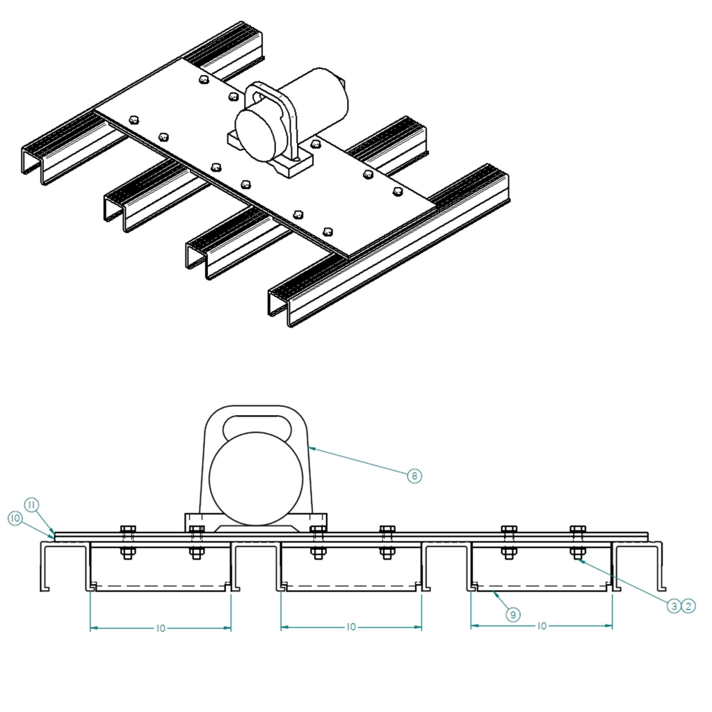 57001100-10, VIBRATOR KIT 10" CM SPACING ELECTRIC (ALUMINUM)