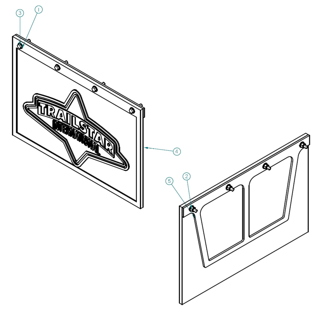 57010700-16, TRAILSTAR MUD FLAP 16", HARDWARE & RUBBER MUDFLAP W/ WHITE LOGO & ANTI-SAIL BACKET