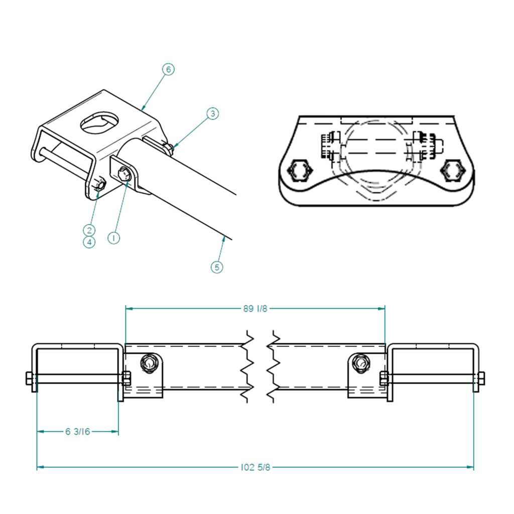 57002671-102, UPPER CROSS TUBE ASSEMBLY, 102" S&P MF REDUCED WEIGHT