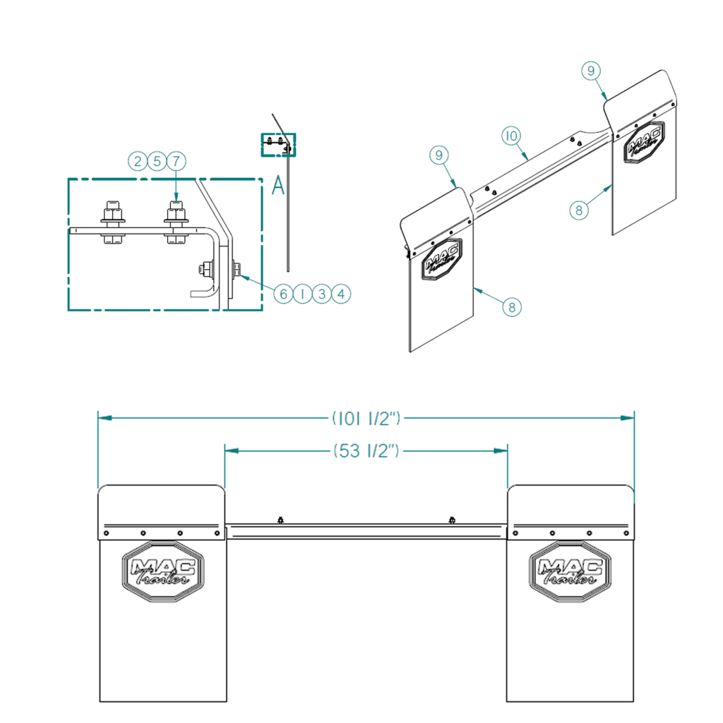 70020102, FLAP BRACKET ASSEMBLY FLATBED, FOR STEEL SLIDER BOX, PLASTIC FLAPS