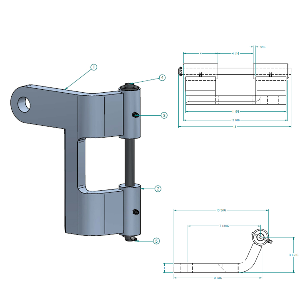 K-52FH00000-1, OVERSLUNG SIDE SWING HINGE ASSEMBLY, P.S. KIT