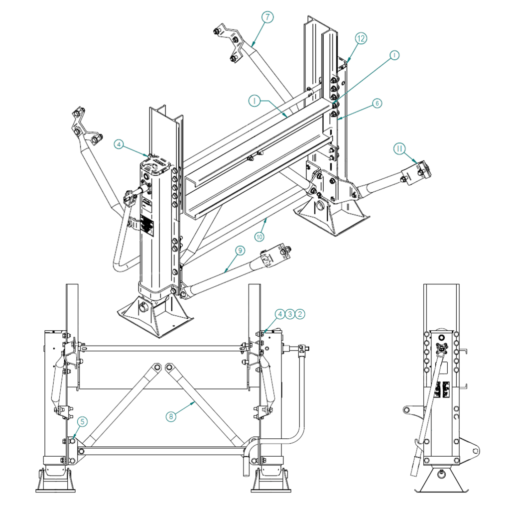 70002037-102, LANDING GEAR ASSEMBLY, 102", JOST, 19", ALUMINUM. SAND SHOE, W/ 21" HANDLE