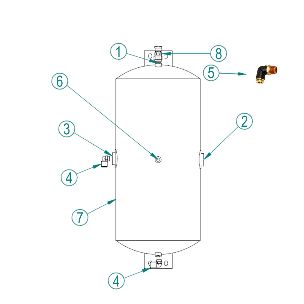 90004058 (RELATED PARTS) 12" ALUMINUM AIR TANK WITH PRESSURE PROTECTION VALVE