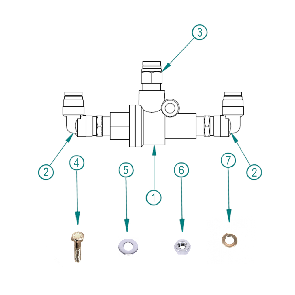 90010010, SHUTTLE VALVE W/ 3/8" 90'S